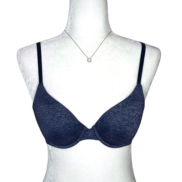 Victoria’s Secret Bra Uplift Semi Demi Multiway Push Up Heather Navy Blue 34B - Picture 1 of 14